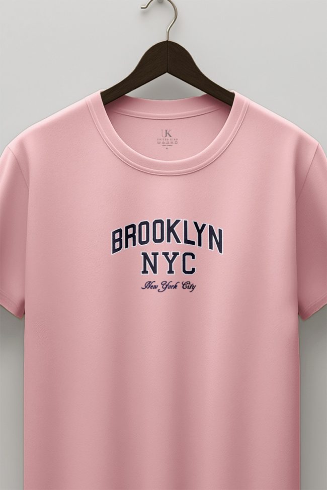 Brooklyn District, T-Shirt Μπλούζα με Σχέδιο σε Ροζ Χρώμα