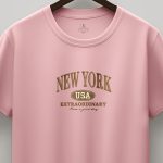 New York Extraordinary, T-Shirt Μπλούζα με Σχέδιο σε Ροζ Χρώμα
