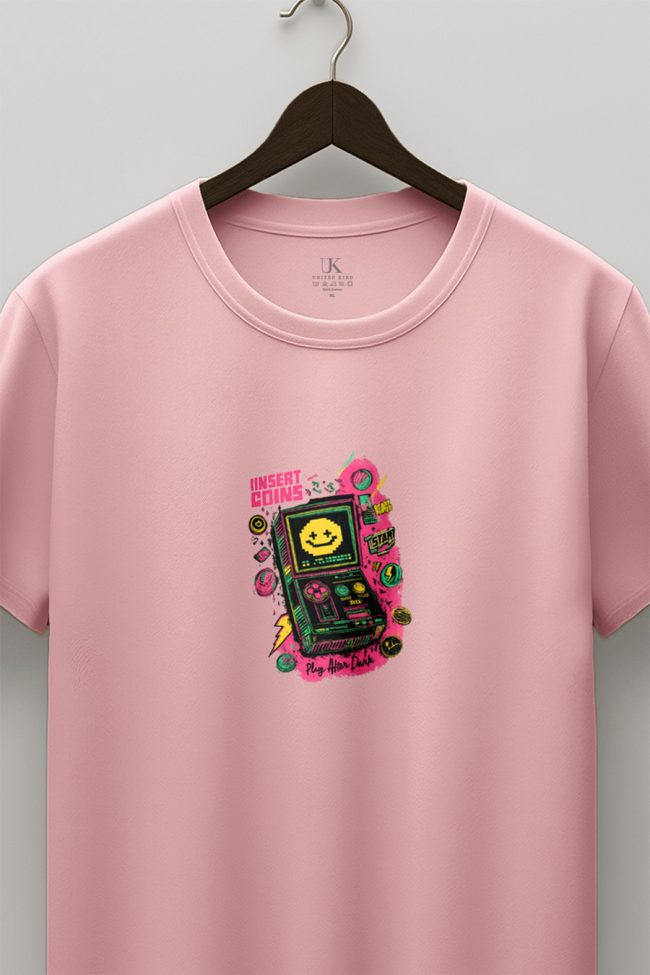 Insert Coins After Dark, Graphic T-Shirt σε Ροζ Χρώμα