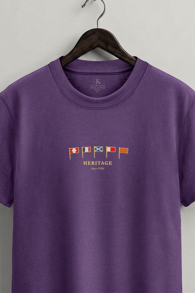 Heritage, Casual Μπλούζα T-Shirt σε Μωβ Χρώμα