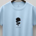 Black Rose, Heavy Cotton T-Shirt σε Γαλάζιο Χρώμα