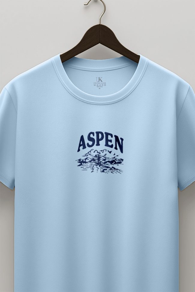 Aspen, T-Shirt Μπλούζα με Σχέδιο σε Γαλάζιο Χρώμα