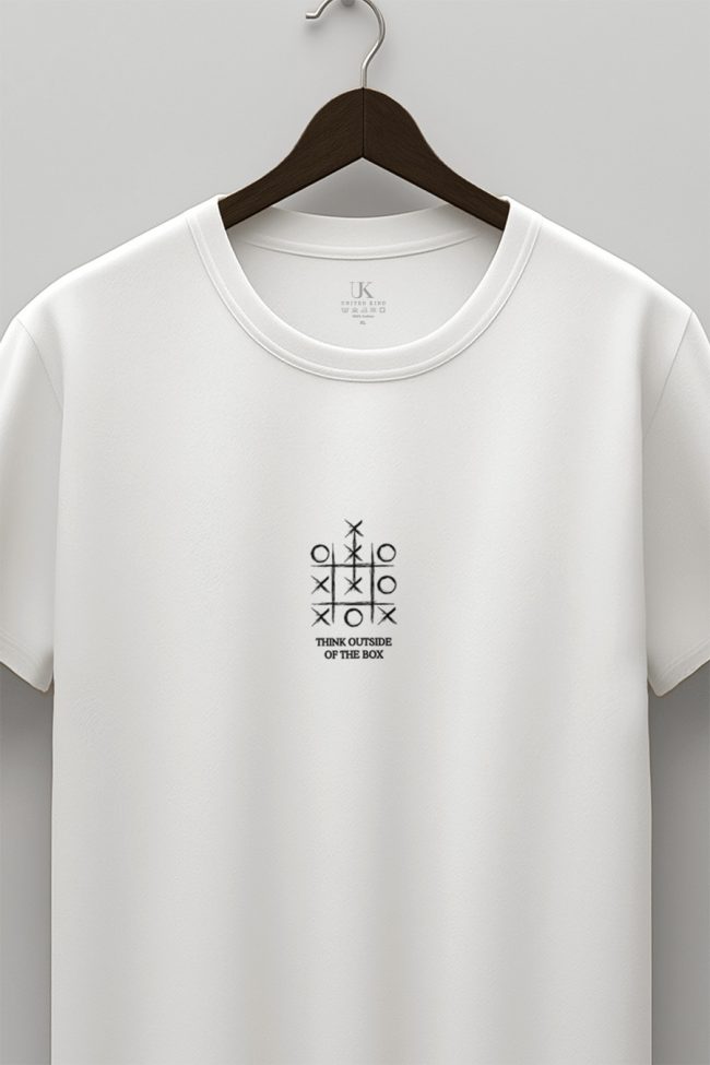 Think Outside The Box, T-Shirt Μπλούζα με Σχέδιο σε Λευκό Χρώμα