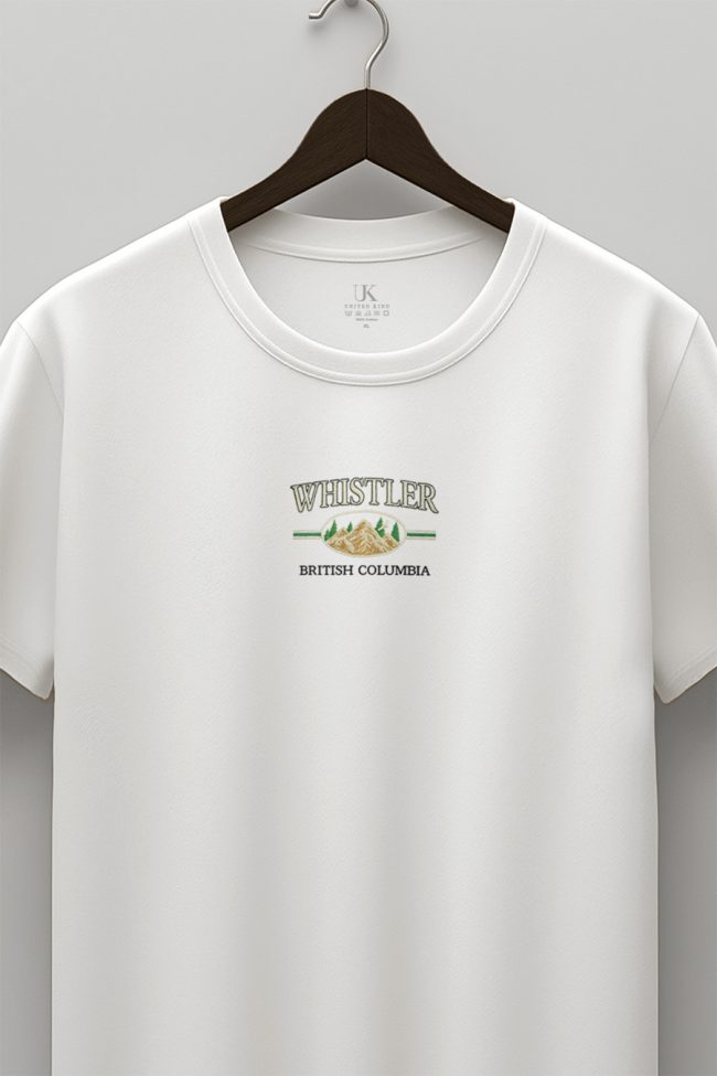 Whistler British Columbia, T-Shirt Μπλούζα με Σχέδιο σε Λευκό Χρώμα