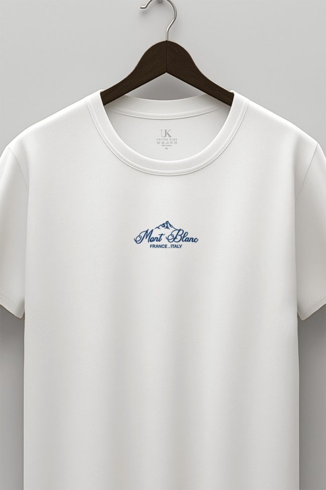 Mont Blanc Peak, T-Shirt Μπλούζα με Σχέδιο σε Λευκό Χρώμα