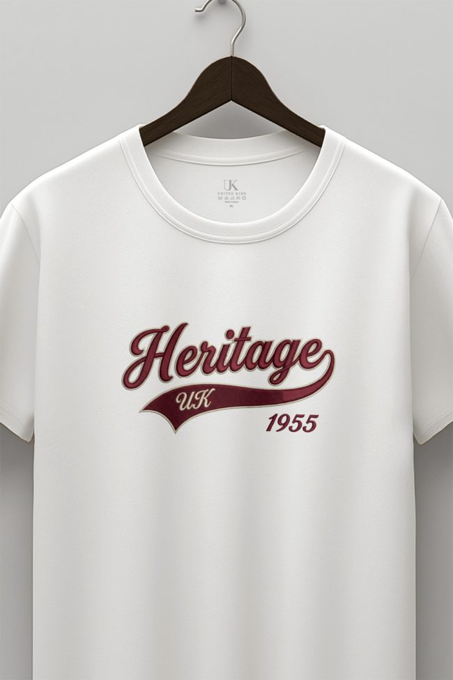 Heritage UK, Heavy Cotton T-Shirt σε Λευκό Χρώμα