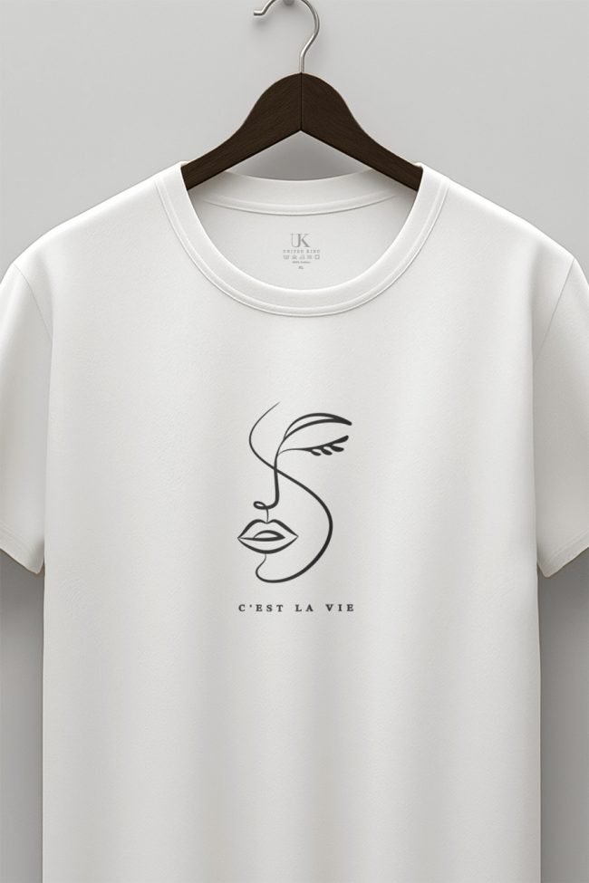 C Est La Vie Abstract, Heavy Cotton T-Shirt σε Λευκό Χρώμα