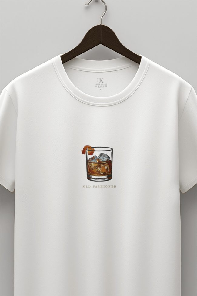 Old Fashioned, Heavy Cotton T-Shirt σε Λευκό Χρώμα