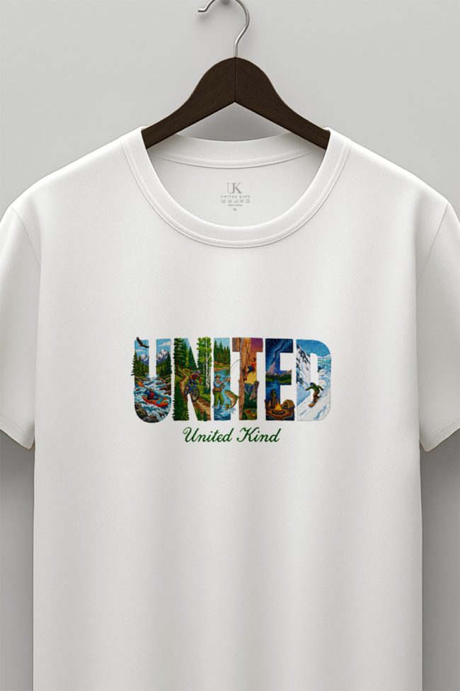 United Nature, T-Shirt Μπλούζα με Σχέδιο σε Λευκό Χρώμα