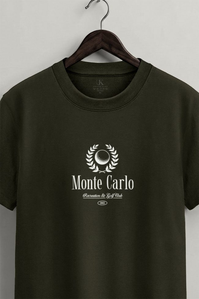 Monte Carlo Legacy, T-Shirt Μπλούζα με Σχέδιο σε Χακί Χρώμα
