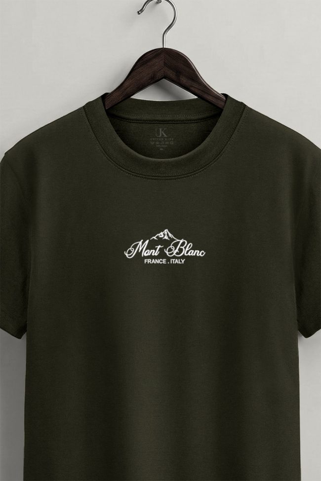 Mont Blanc Peak, T-Shirt Μπλούζα με Σχέδιο σε Χακί Χρώμα