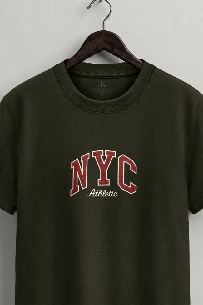New York Athletic, T-Shirt Μπλούζα με Σχέδιο σε Χακί Χρώμα