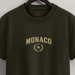 Monaco Equestrian, T-Shirt Μπλούζα με Σχέδιο σε Χακί Χρώμα
