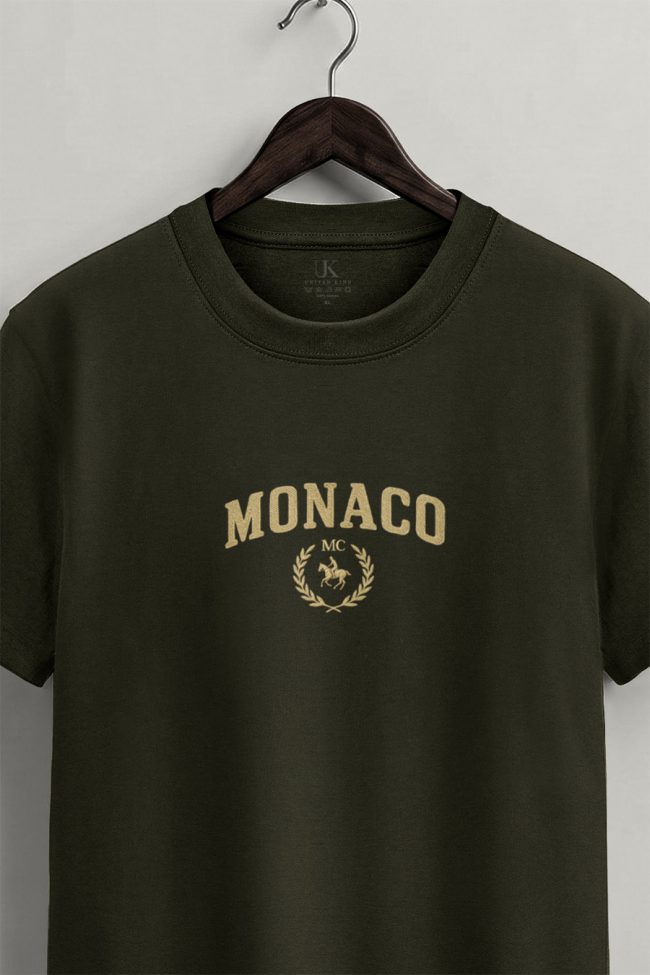 Monaco Equestrian, T-Shirt Μπλούζα με Σχέδιο σε Χακί Χρώμα