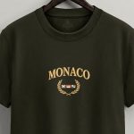 Monaco Royal, T-Shirt Μπλούζα με Σχέδιο σε Χακί Χρώμα