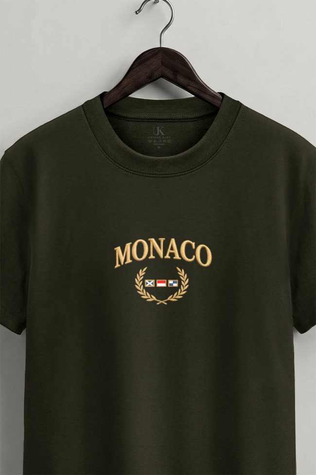 Monaco Royal, T-Shirt Μπλούζα με Σχέδιο σε Χακί Χρώμα