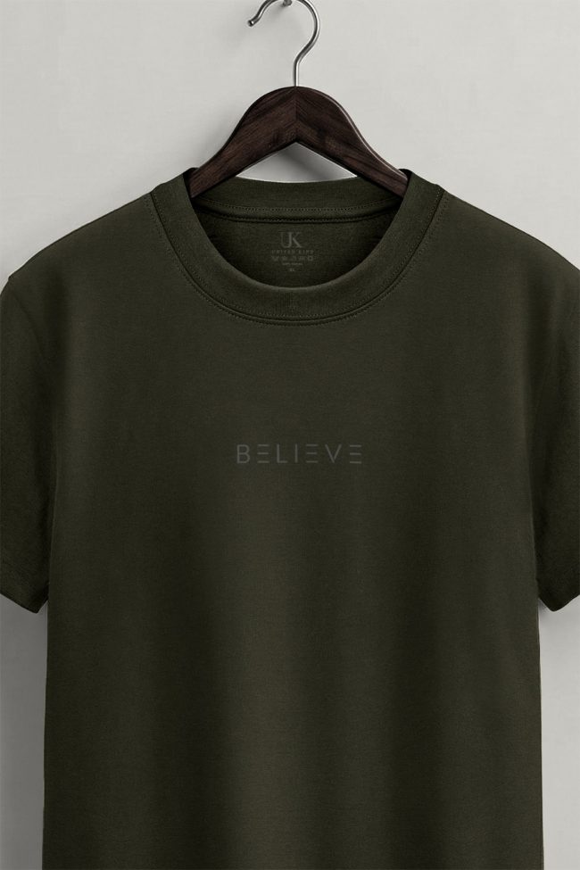 Believe Lines, Graphic T-Shirt σε Χακί Χρώμα