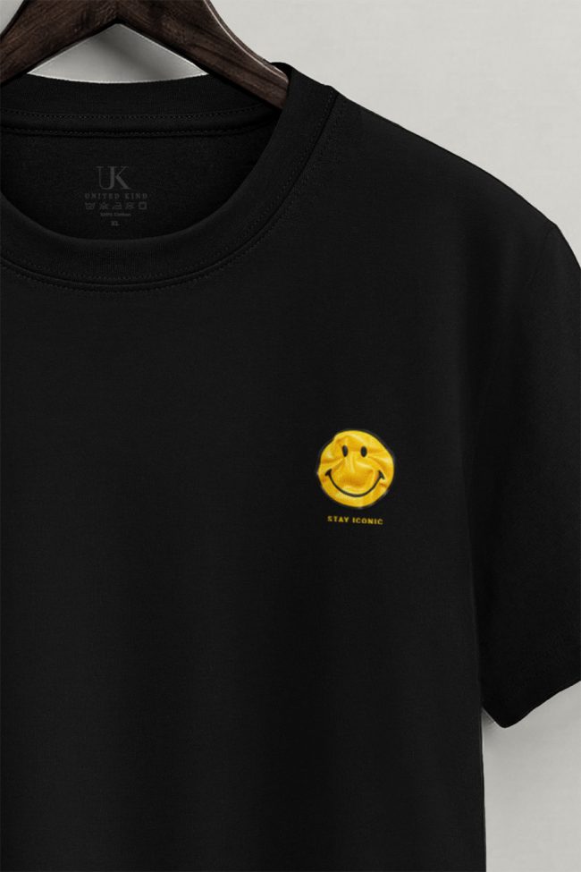 Iconic Smiley, Ανδρική Μπλούζα T-Shirt σε Μαύρο Χρώμα