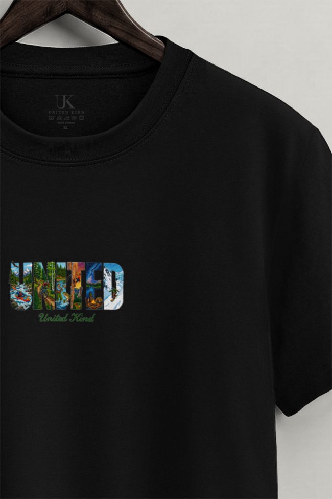 UK Statement, T-Shirt Μπλούζα με Σχέδιο σε Μαύρο Χρώμα
