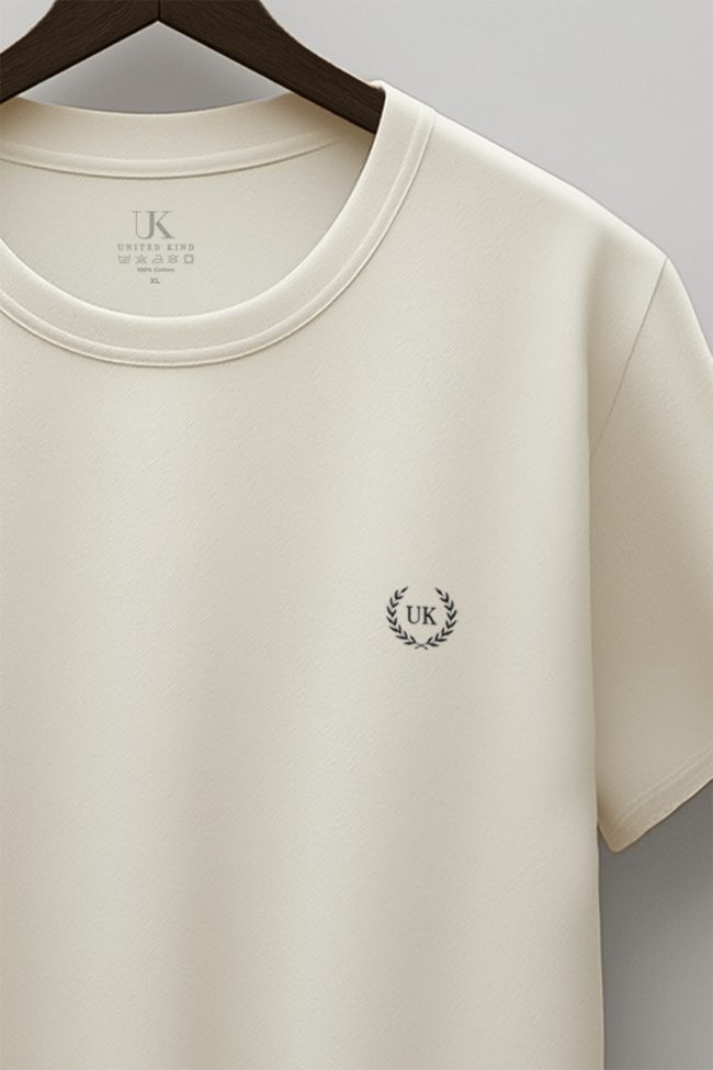 UK Royal Black, Ανδρική Μπλούζα T-Shirt σε Εκρού Χρώμα
