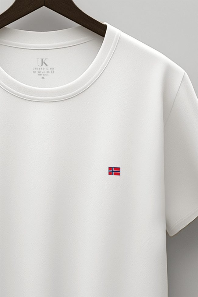 Norwegian Flag Minimal, Μπλούζα T-Shirt σε Λευκό Χρώμα