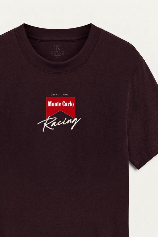 Monte Carlo Racing, T-Shirt Μπλούζα με Σχέδιο σε Μπορντώ Χρώμα