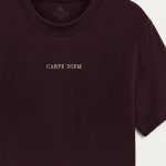 Carpe Diem White, Heavy Cotton T-Shirt σε Μπορντώ Χρώμα
