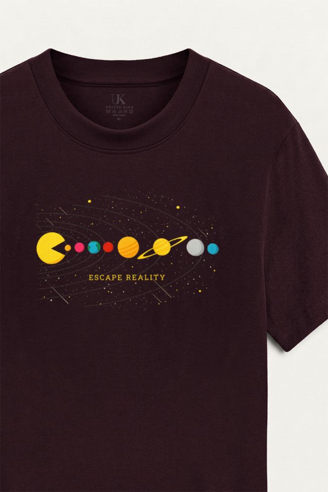 Cosmic Arcade, Casual Μπλούζα T-Shirt σε Μπορντώ Χρώμα