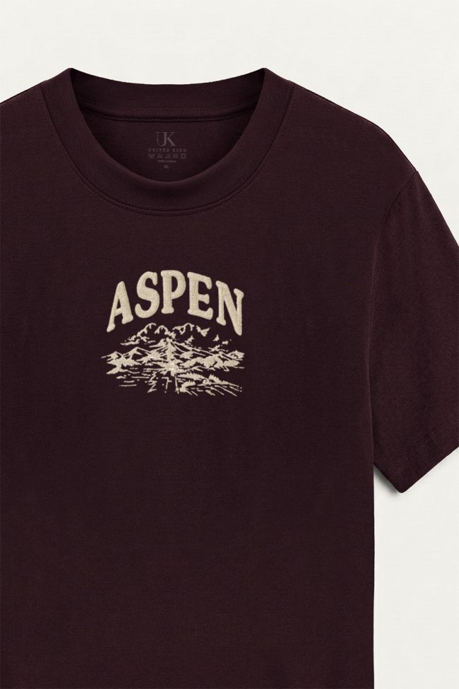 Aspen, T-Shirt Μπλούζα με Σχέδιο σε Μπορντώ Χρώμα