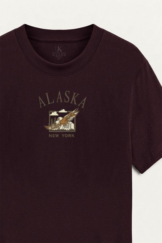 Alaska Eagle, T-Shirt Μπλούζα με Σχέδιο σε Μπορντώ Χρώμα