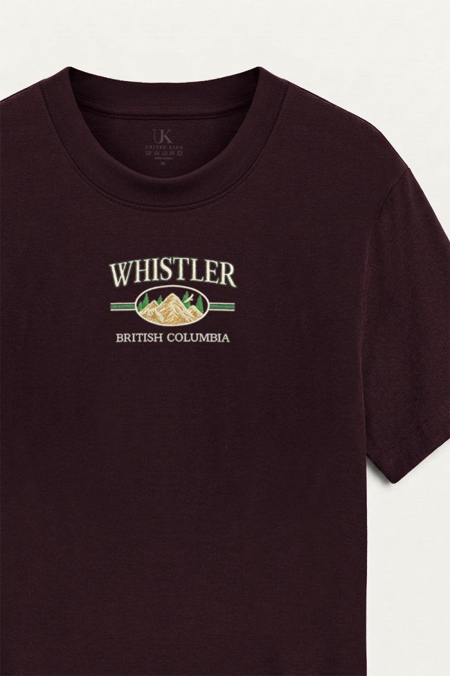 Whistler British Columbia, T-Shirt Μπλούζα με Σχέδιο σε Μπορντώ Χρώμα