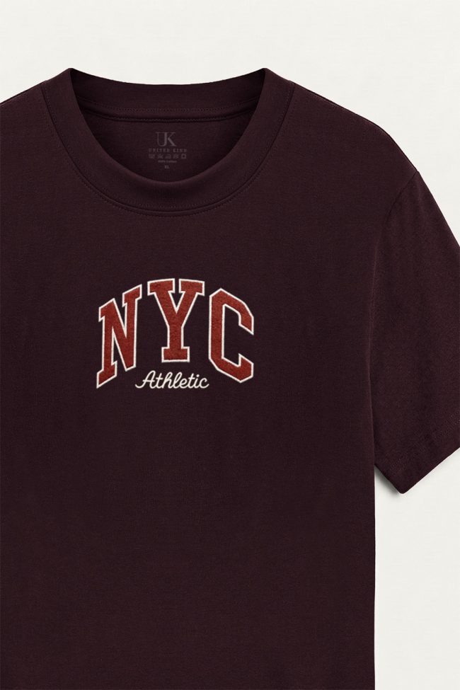 New York Athletic, T-Shirt Μπλούζα με Σχέδιο σε Μπορντώ Χρώμα