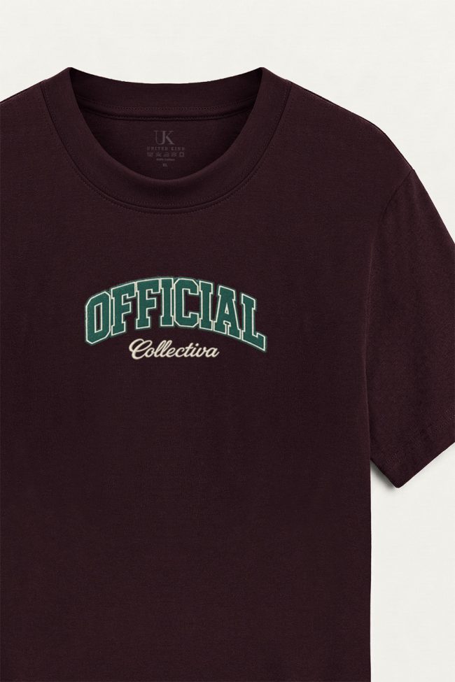Official Collectiva, T-Shirt Μπλούζα με Σχέδιο σε Μπορντώ Χρώμα