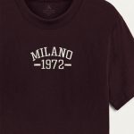Milano Vintage, T-Shirt Μπλούζα με Σχέδιο σε Μπορντώ Χρώμα