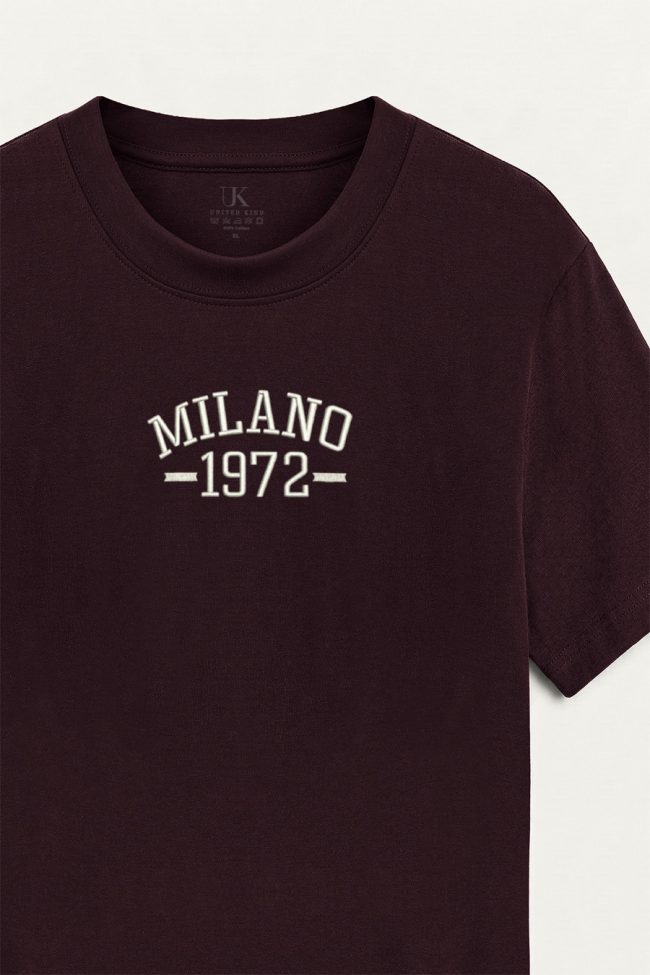 Milano Vintage, T-Shirt Μπλούζα με Σχέδιο σε Μπορντώ Χρώμα