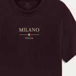 Milano Italia Flag , T-Shirt Μπλούζα με Σχέδιο σε Μπορντώ Χρώμα