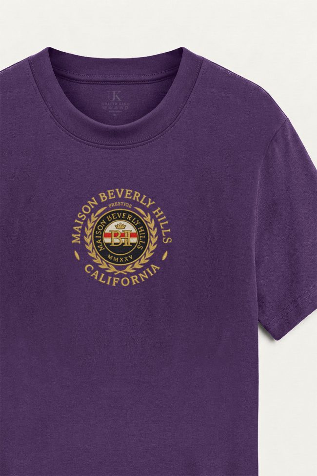 Maison Beverly Hills, Casual Μπλούζα T-Shirt σε Μωβ Χρώμα