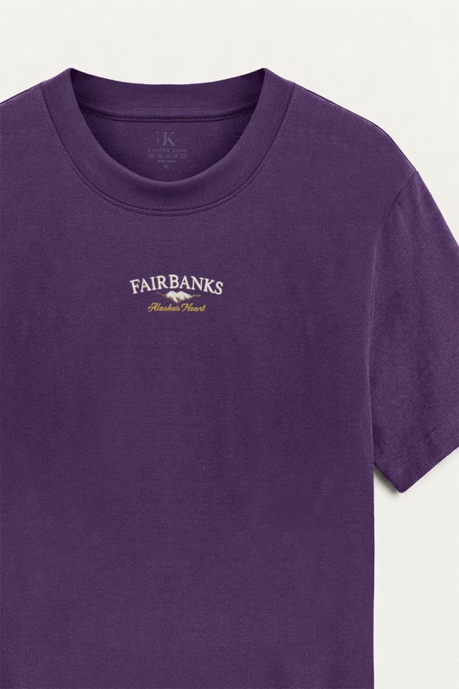 Fairbanks Alaska Heart, T-Shirt Μπλούζα με Σχέδιο σε Μωβ Χρώμα