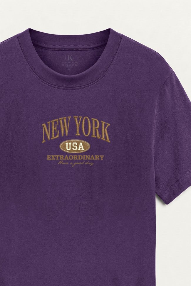 New York Extraordinary, T-Shirt Μπλούζα με Σχέδιο σε Μωβ Χρώμα