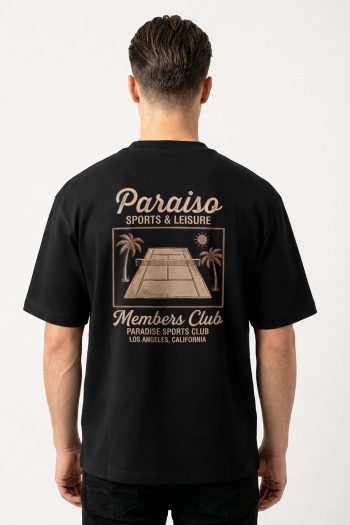Oversized T-Shirt σε Μαύρο Χρώμα με σχέδιο, Paraiso