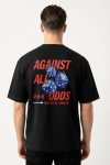 Oversized T-Shirt σε Μαύρο Χρώμα με σχέδιο, Against All Odds 456