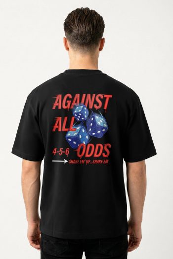Oversized T-Shirt σε Μαύρο Χρώμα με σχέδιο, Against All Odds 456