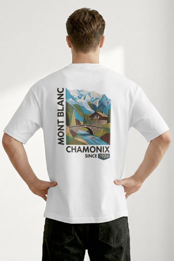 Oversized T-Shirt σε Λευκό Χρώμα με σχέδιο, Chamonix 1924