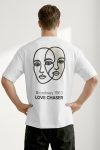 Oversized T-Shirt σε Λευκό Χρώμα με σχέδιο, Love Chaser