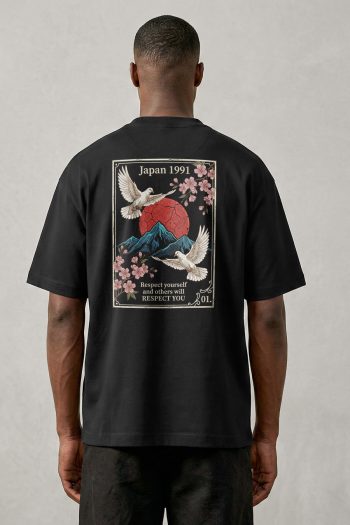 Oversized T-Shirt σε Μαύρο Χρώμα με σχέδιο, Japan 1991