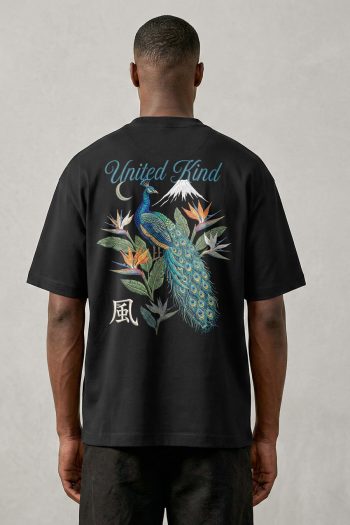 Oversized T-Shirt σε Μαύρο Χρώμα με σχέδιο, UK Peacock