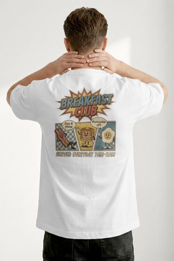 Oversized T-Shirt σε Λευκό Χρώμα με σχέδιο, Breakfast Club