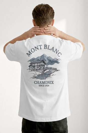 Oversized T-Shirt σε Λευκό Χρώμα με σχέδιο, Mont Blanc Resort