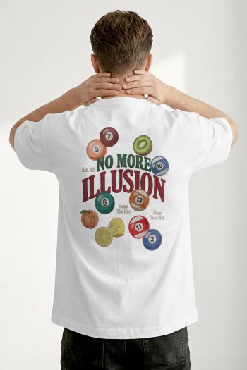 Oversized T-Shirt σε Λευκό Χρώμα με σχέδιο, No More Illusions