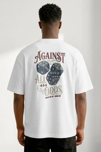 Oversized T-Shirt σε Λευκό Χρώμα με σχέδιο, Against All Odds